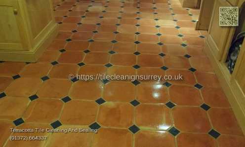 Picture showing the Terracotta tiles cleaning in Epsom by cleaning work by Fabritec, Tile Cleaning Surrey