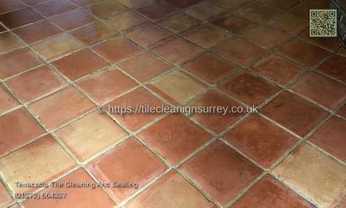 Picture showing the Terracotta tiles cleaning in Wallington by cleaning work by Fabritec, Tile Cleaning Surrey