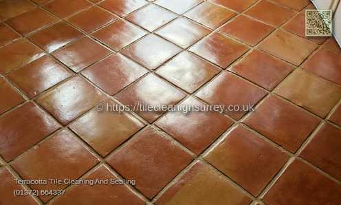 Picture showing the Terracotta tiles cleaning in Banstead by cleaning work by Fabritec, Tile Cleaning Surrey