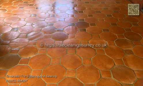 Picture showing the Terracotta tiles cleaning in Woking by cleaning work by Fabritec, Tile Cleaning Surrey