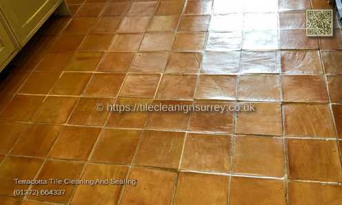 Picture showing the Terracotta tiles cleaning in Twickenham by cleaning work by Fabritec, Tile Cleaning Surrey