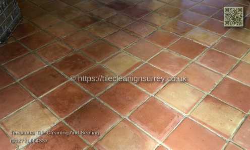 Picture showing the Terracotta tiles cleaning in Hounslow by cleaning work by Fabritec, Tile Cleaning Surrey