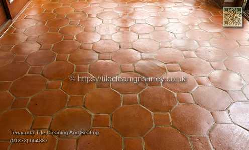 Picture showing the Terracotta tiles cleaning in Fetcham by cleaning work by Fabritec, Tile Cleaning Surrey