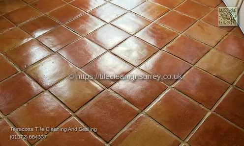 Picture showing the Terracotta tiles cleaning in Dorking by cleaning work by Fabritec, Tile Cleaning Surrey