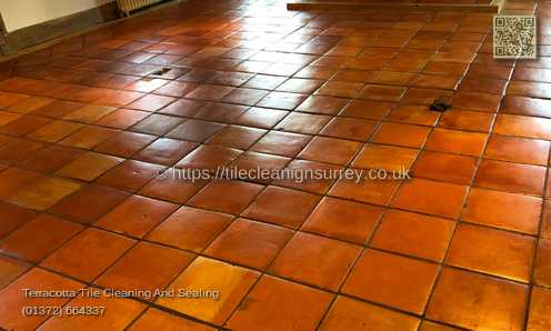 Picture showing the Terracotta tiles cleaning in Kingston upon Thames by cleaning work by Fabritec, Tile Cleaning Surrey