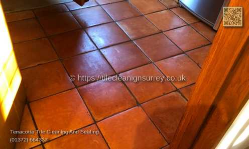 Picture showing the Terracotta tiles cleaning in Walton on Thames by cleaning work by Fabritec, Tile Cleaning Surrey