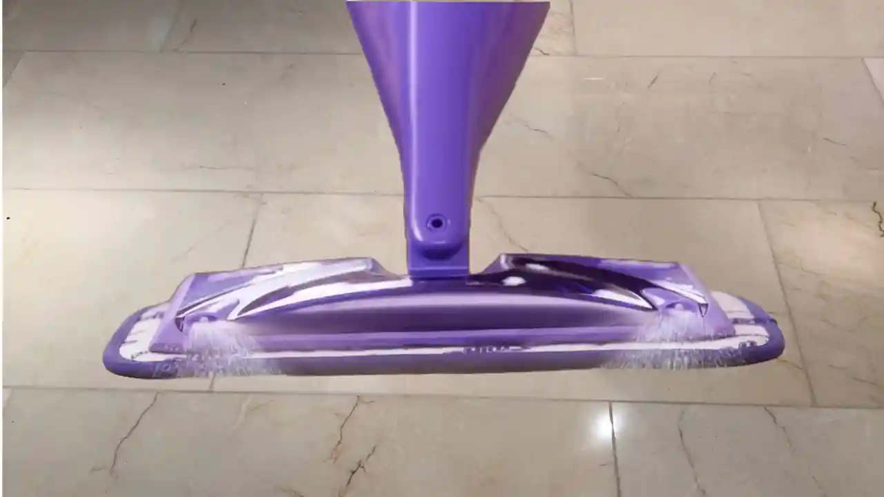 marble floor mopping with damp microfibre mop