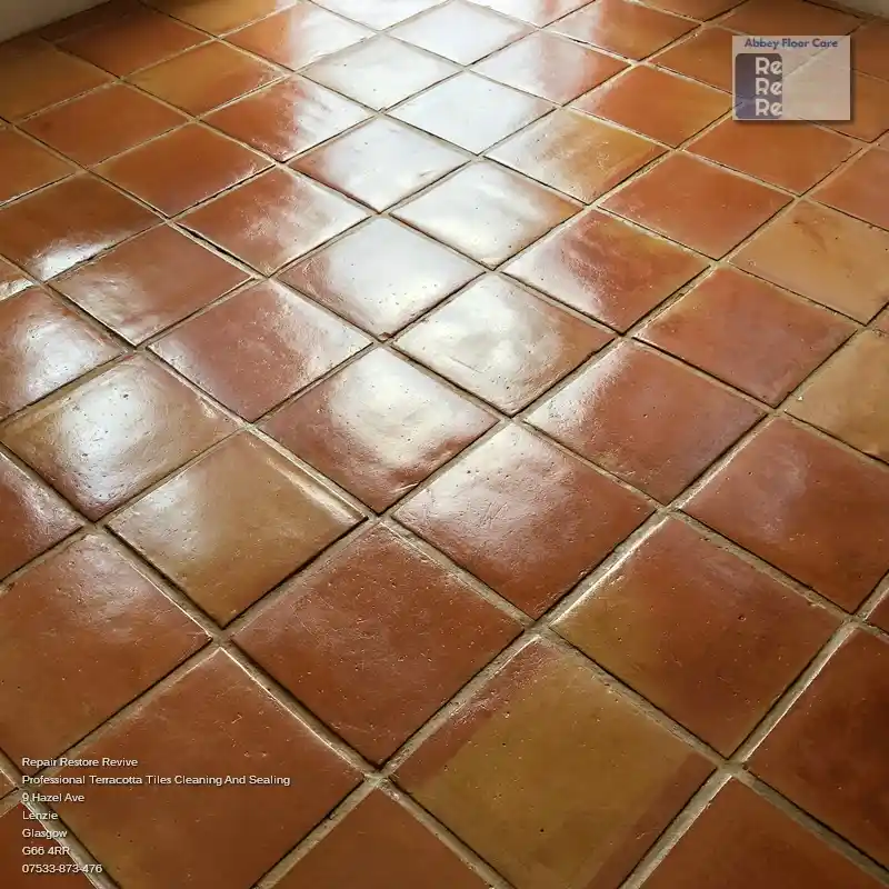 enjoy a stunning terracotta tile floor
